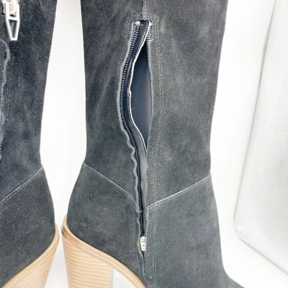 BP. Women's Hensley Lea Black Suede Block Heel Over the‎ Knee Boots Size 7.5 M